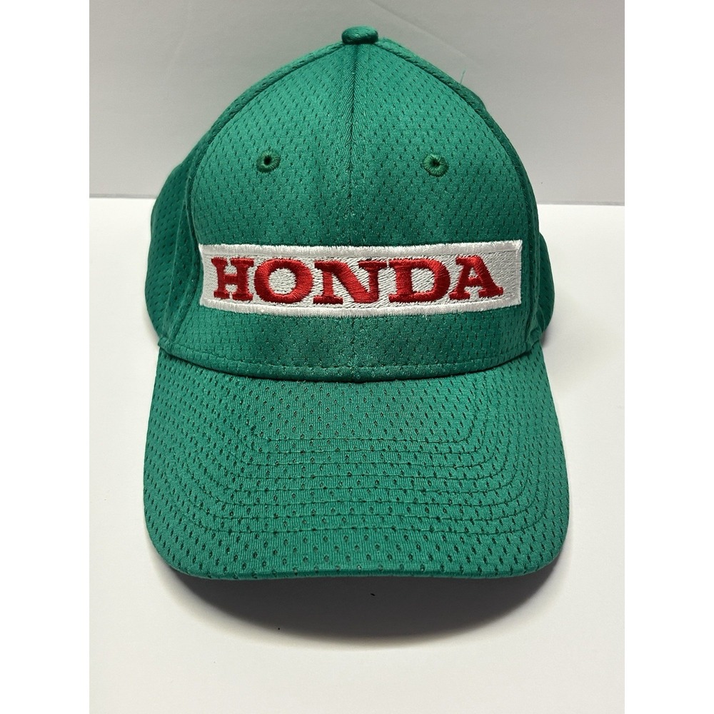 Vintage Honda Green Mesh Trucker Hat Baseball Cap Adjustable Breathable Red Logo